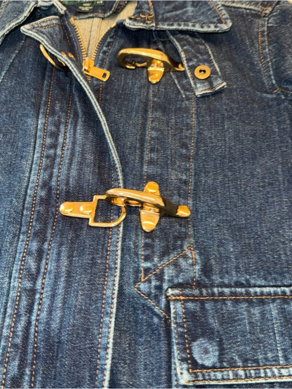 Ralph Lauren lobster hook closure Women's Navy Denim Jacket PS - Picture 6 of 7